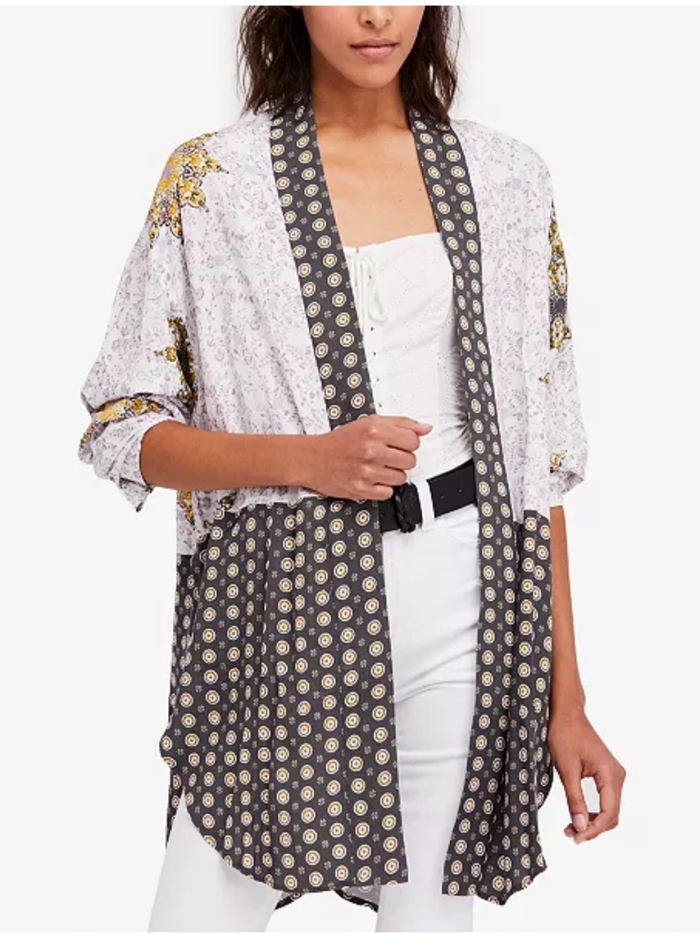 Free People bohemian coquette mandela multicolor duster robe cardigan size small